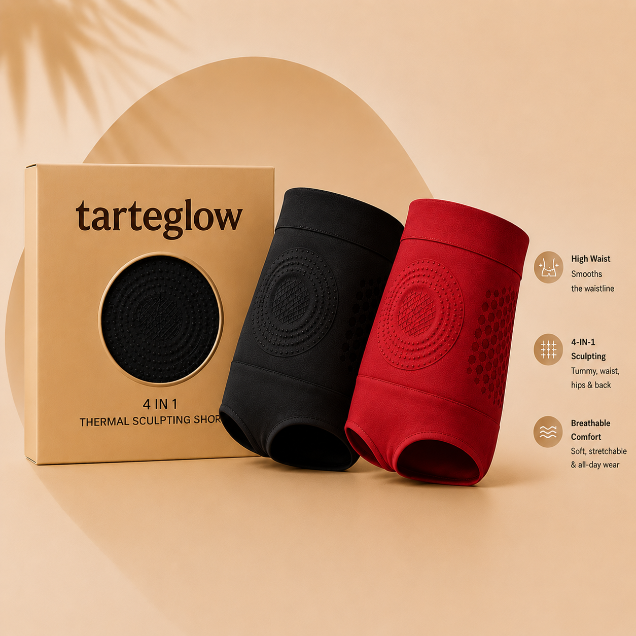 Tarteglow Official Store | 4-In-1  Fat-Burn Shorts Introducing the Thermal Sculpting System for a Smoother-Looking Silhouette