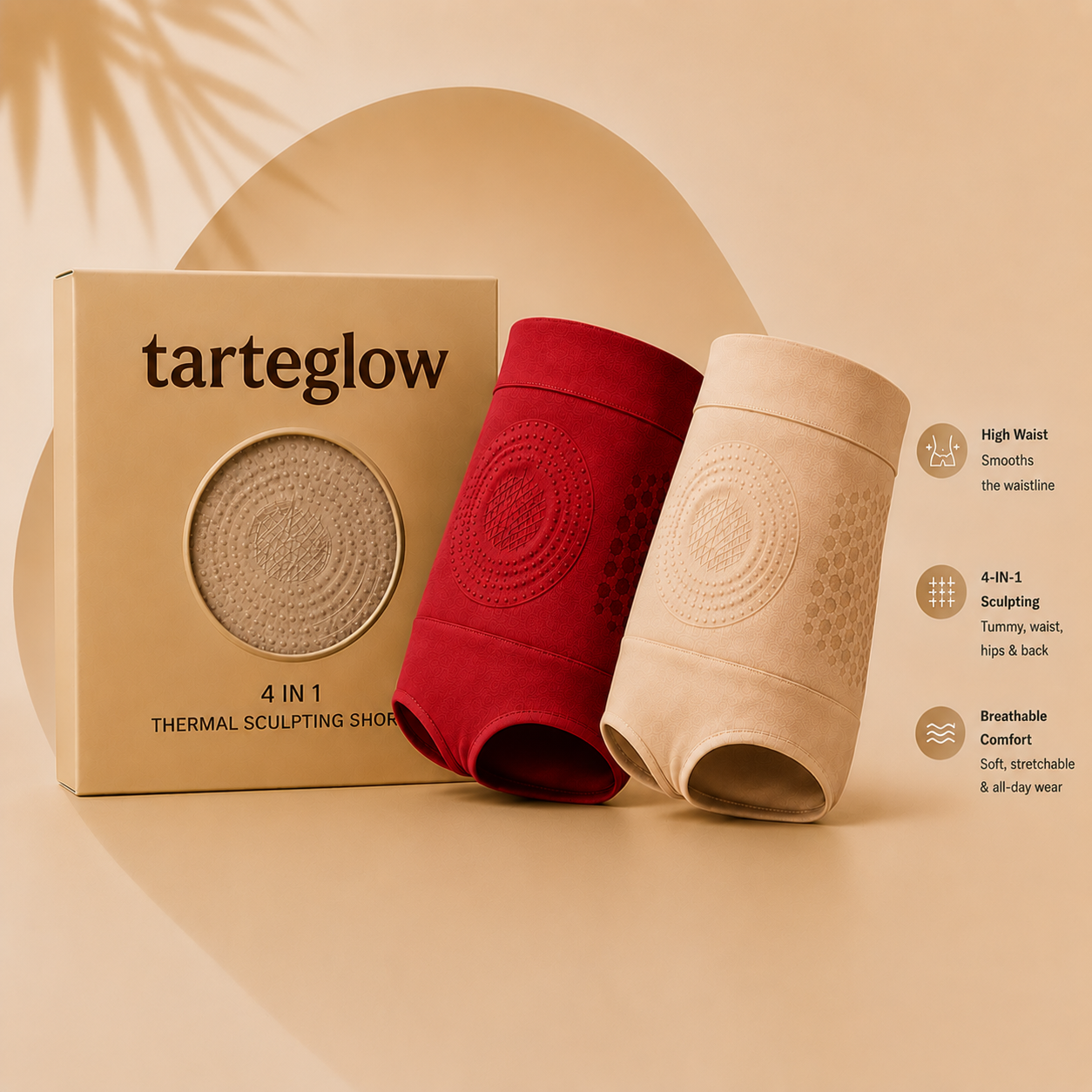 Tarteglow Official Store | 4-In-1  Fat-Burn Shorts Introducing the Thermal Sculpting System for a Smoother-Looking Silhouette