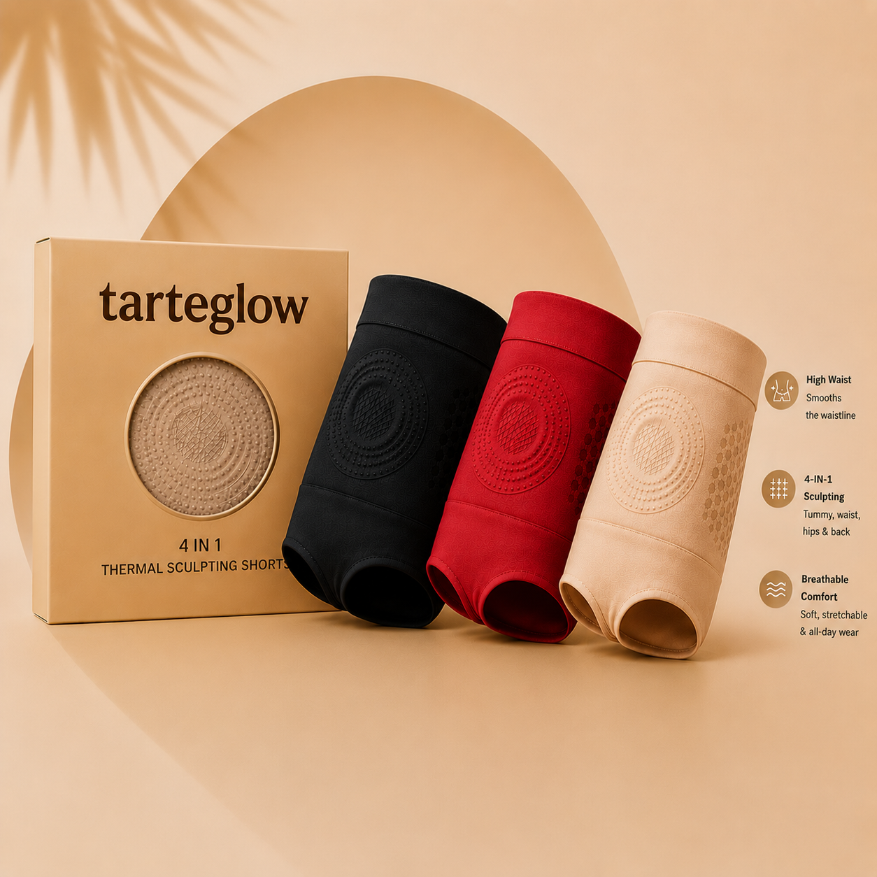 Tarteglow Official Store | 4-In-1  Fat-Burn Shorts Introducing the Thermal Sculpting System for a Smoother-Looking Silhouette