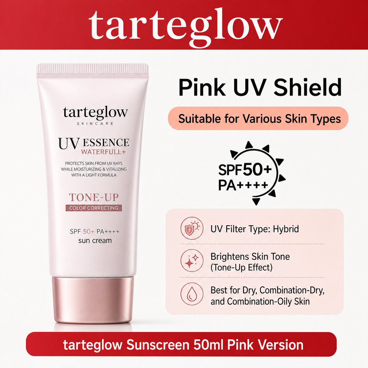 🌞Tarteglow UV Essence Waterfull+ Sunscreen Serum